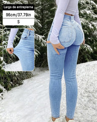 Jeans de Cintura Alta y Corte Slim | Denim Elástico