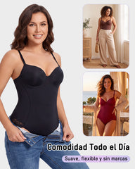 Body Moldeador de Tirantes con Escote en V y Control de Abdomen
