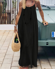 Vestido tipo camisola sin espalda de color sólido para mujer