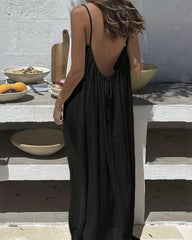 Vestido tipo camisola sin espalda de color sólido para mujer