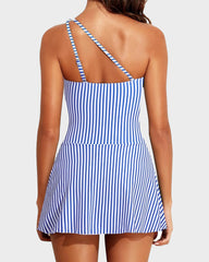 Traje De Baño De Una Pieza Con Falda Y Un Hombro