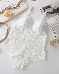 Conjuntos de Encaje Romántico con Bra Triangular y Panty(Paquete de 3)