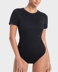 Body de Manga Corta y Cuello Redondo Sin Costuras