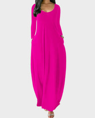 Vestido Casual de Color Liso con Bolsillos