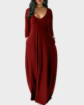 Vestido Casual de Color Liso con Bolsillos