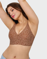 Brasier sin varilla con escote en V tipo leopardo