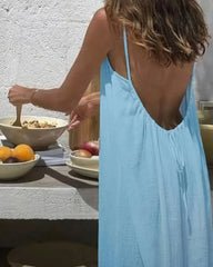 Vestido tipo camisola sin espalda de color sólido para mujer