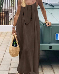 Vestido tipo camisola sin espalda de color sólido para mujer
