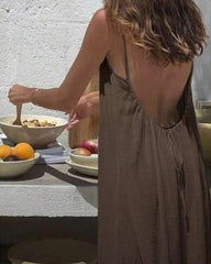 Vestido tipo camisola sin espalda de color sólido para mujer
