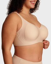 Bralette cómodo con realce, sin costuras y de cobertura completa para uso diario