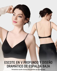 Brasier sin varillas y sin costuras, escote en v y espalda baja