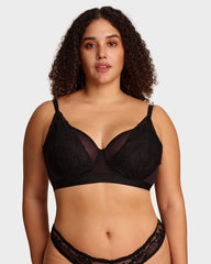 Brasier Tallas Grandes de Encaje y Malla con Varilla y Cobertura Total