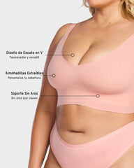 Brasier sin Varilla con Escote V y Ajuste Suave en Espalda y Laterales