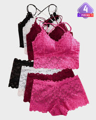 Conjunto Romántico de Bralette y Panty de Encaje