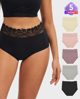 Pack de 5 Bragas Hipster de Algodón con Encaje