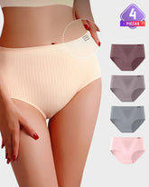 Pack de 4 panties de algodón sin costuras de cintura alta con efecto realce