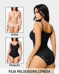 Body moldeador sin costuras tipo tanga, cuello redondo sin mangas