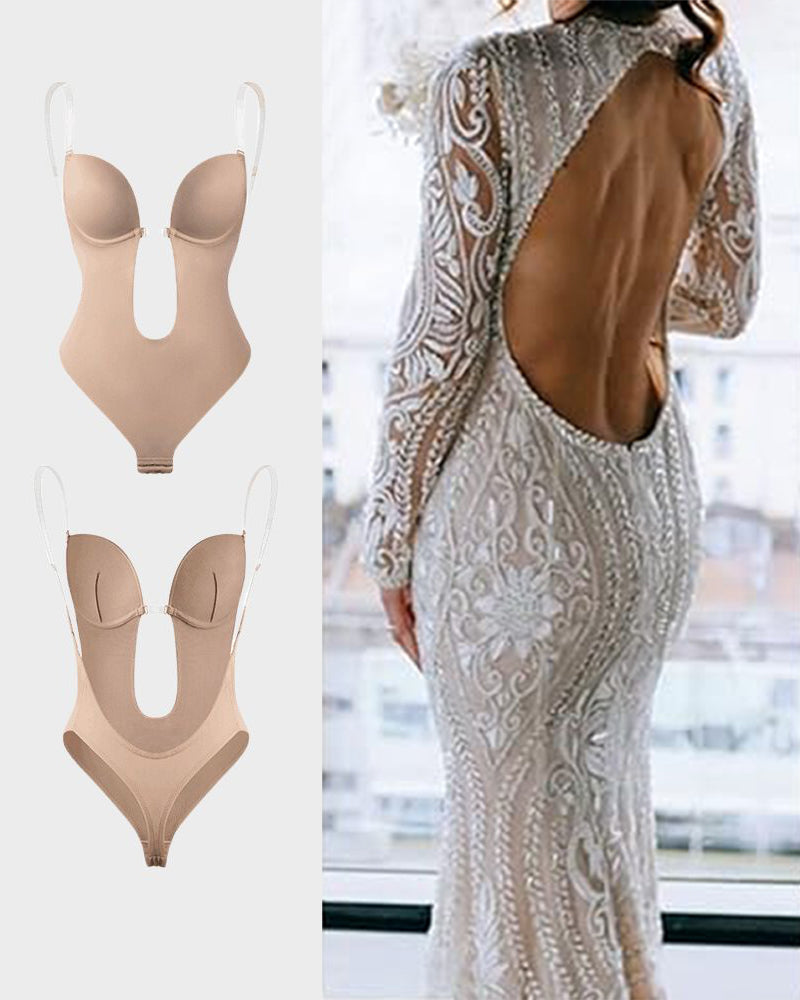 Body sin tirantes con escote en U y tanga