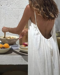 Vestido tipo camisola sin espalda de color sólido para mujer