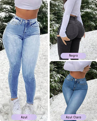 Jeans de Cintura Alta y Corte Slim | Denim Elástico