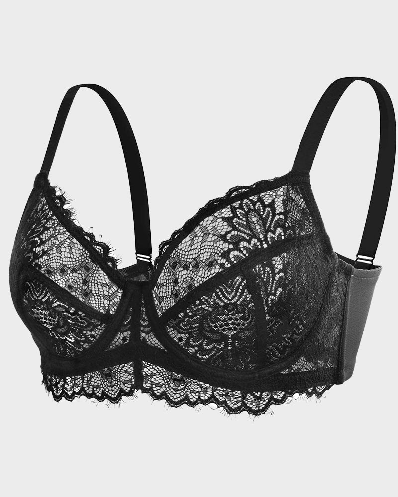 Sujetador Push-Up de Encaje Sin Forro con Aros de Comodidad