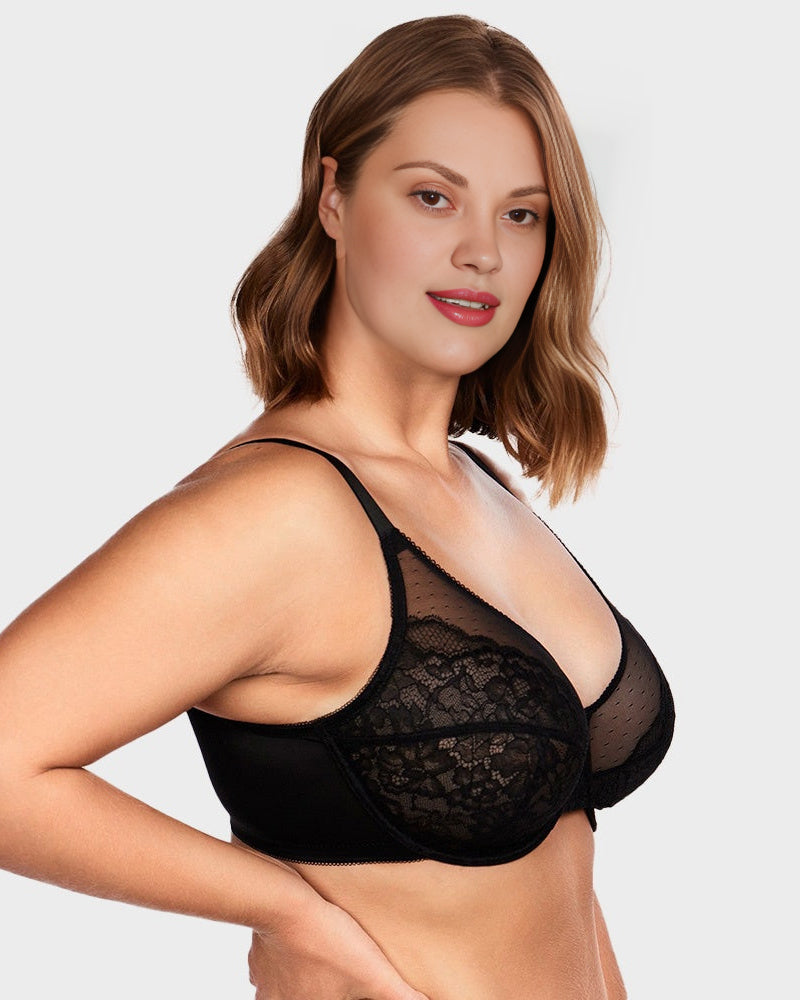 Sujetador Minimizer de Encaje con Cobertura Total - Pétalo