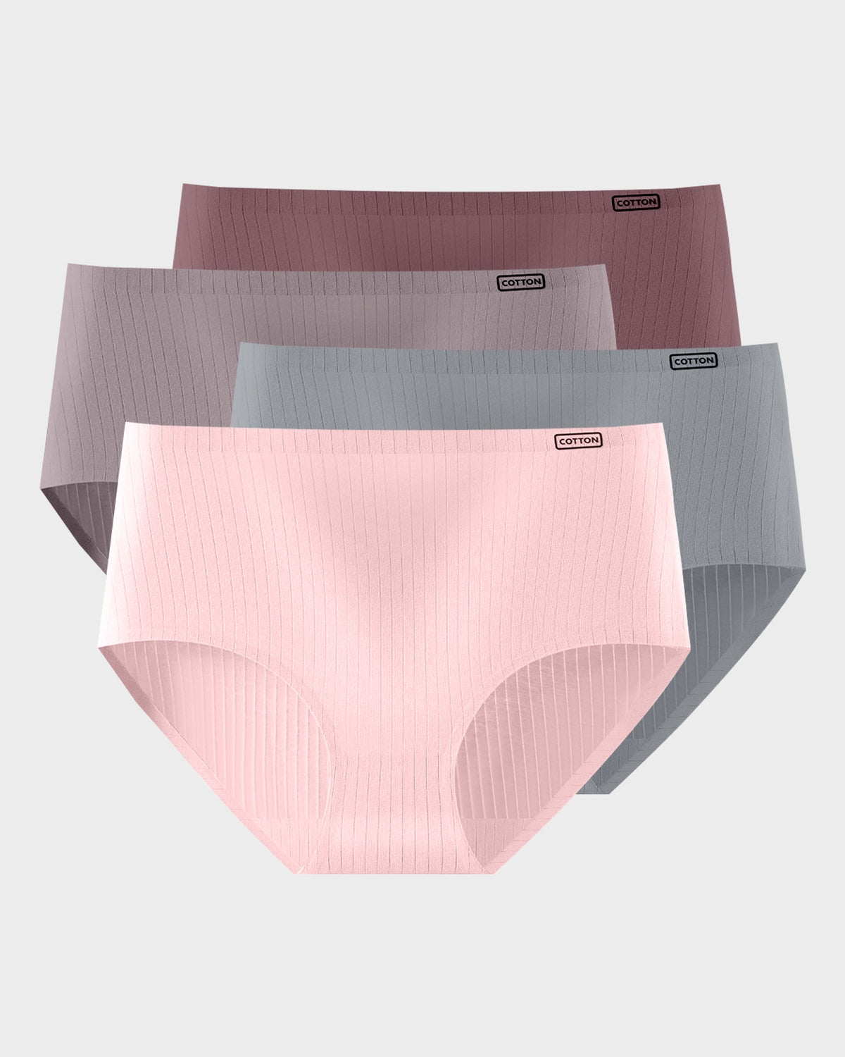 Pack de 4 panties de algodón sin costuras de cintura alta con efecto realce