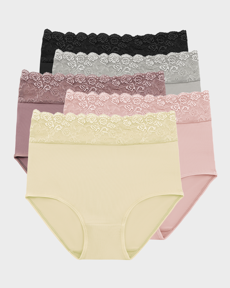 Bragas Hipster de Algodón con Encaje (Paquete de 5)