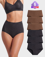Paquete de 6 Pantys de Cintura Alta Sin Costuras con Control de Abdomen