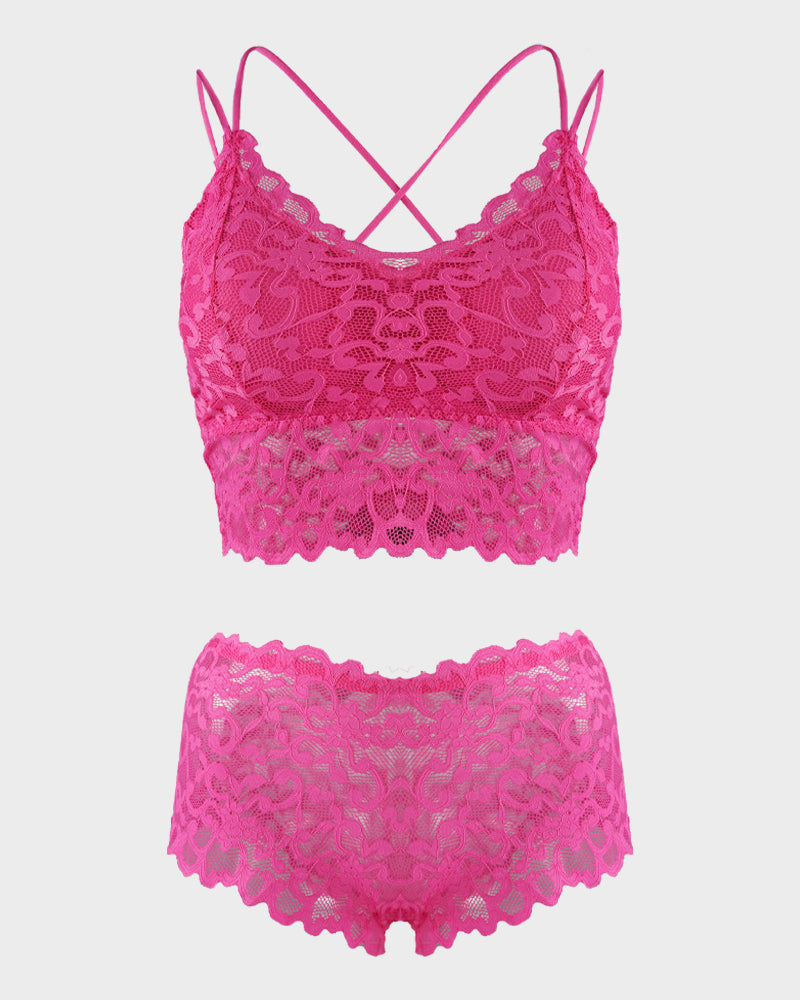 Conjunto Romántico de Bralette y Panty de Encaje