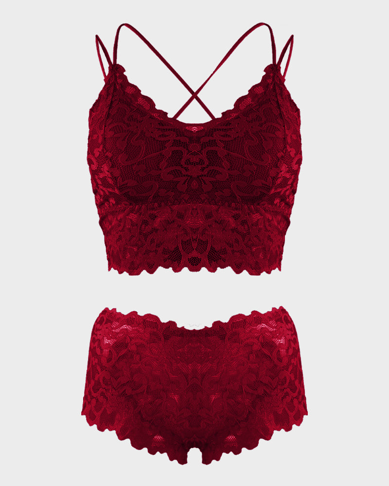 Conjunto Romántico de Bralette y Panty de Encaje