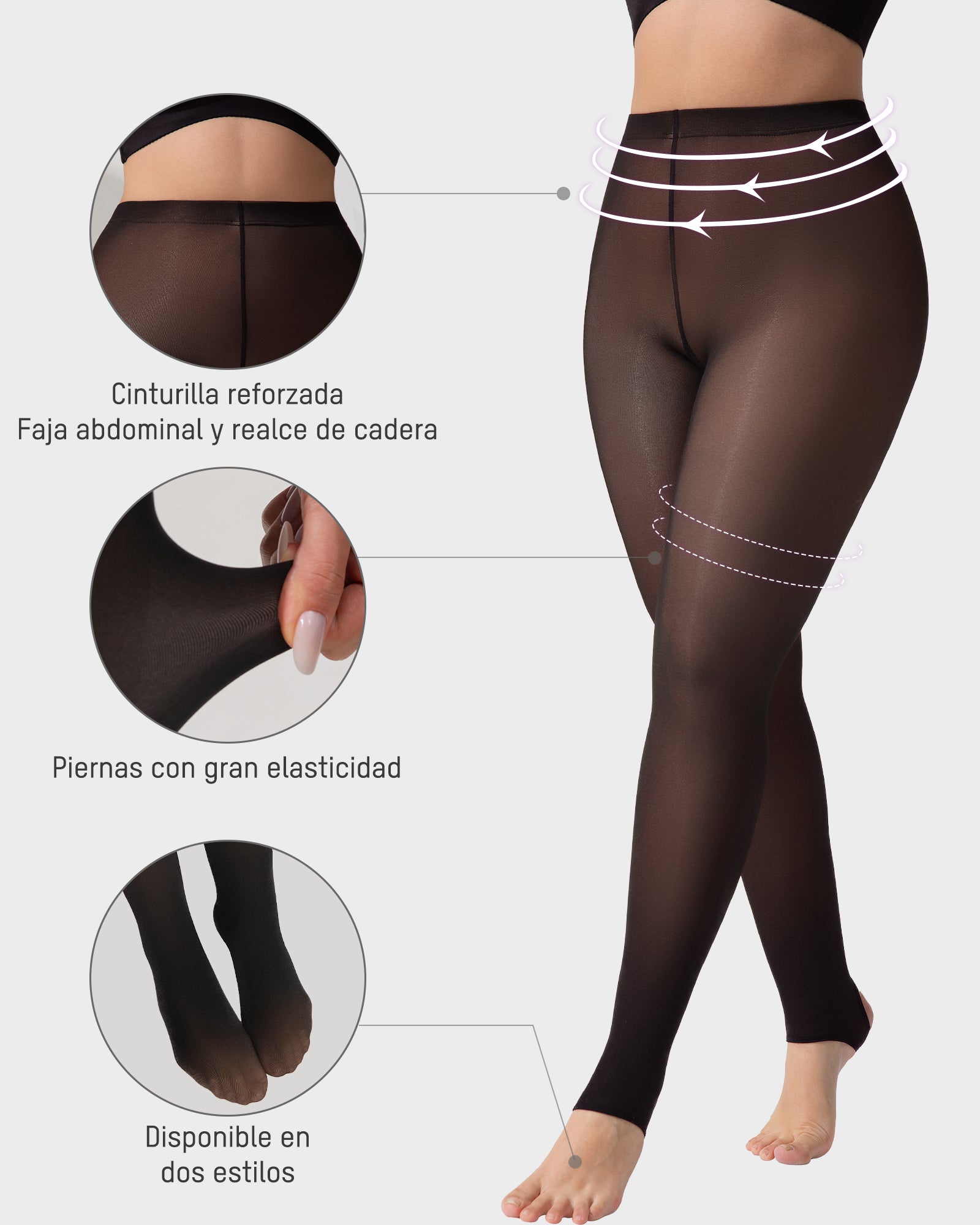 Pantimedias Negras Semitransparentes Adelgazantes