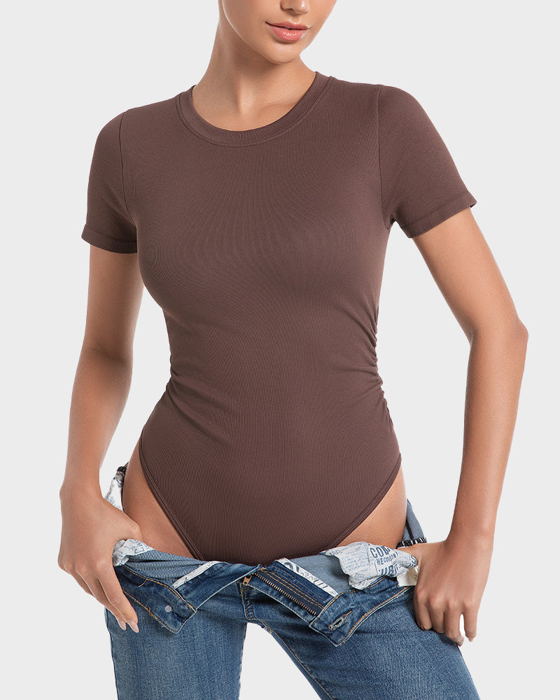 Body de Manga Corta y Cuello Redondo Sin Costuras
