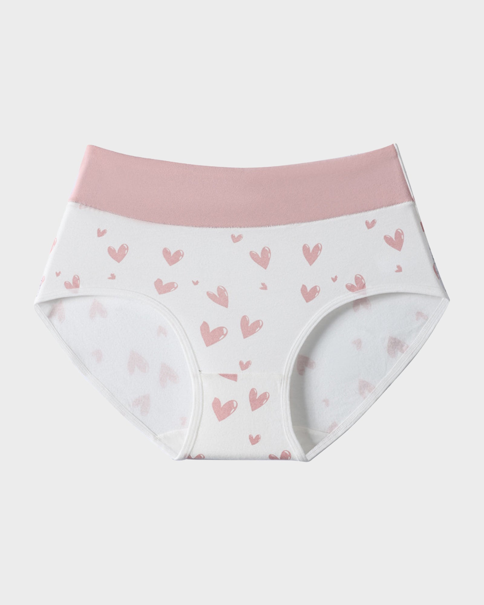 Paquete de 6 Panties de Algodón Suave con Estampado de Corazones y Cintura Alta