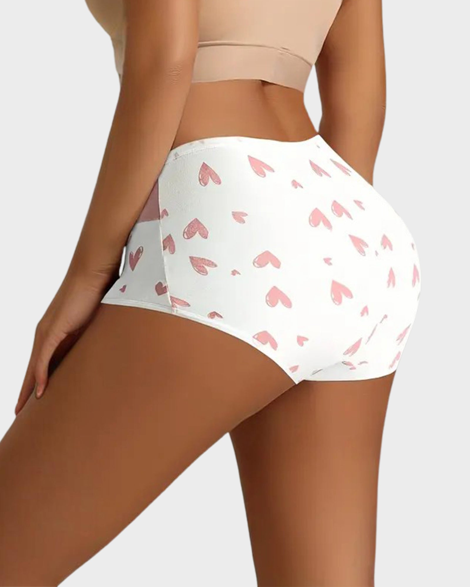 Paquete de 6 Panties de Algodón Suave con Estampado de Corazones y Cintura Alta