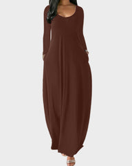 Vestido Casual de Color Liso con Bolsillos