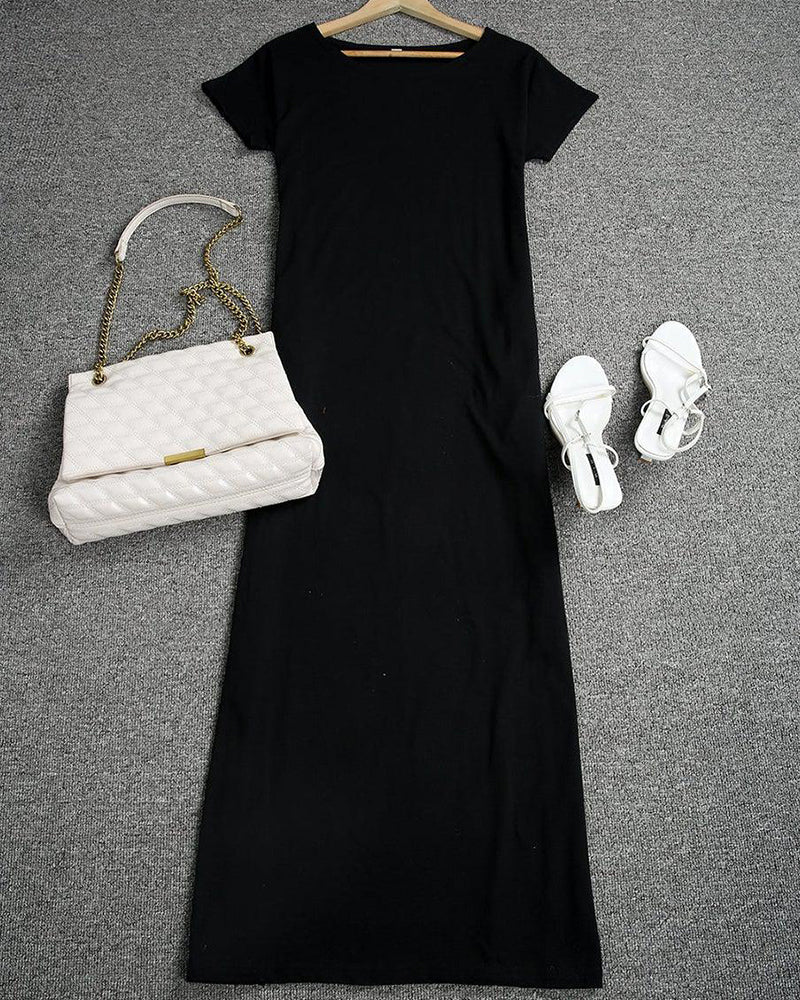 Vestido Largo con Hombros Descubiertos y Mangas Murciélago