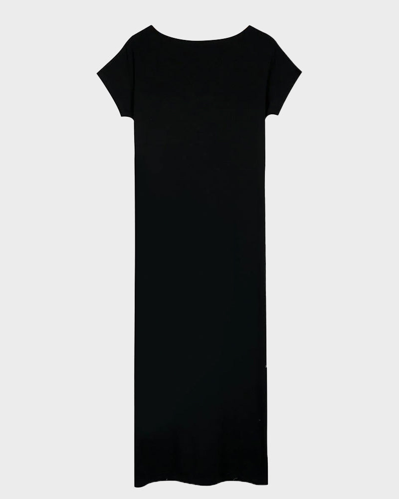 Vestido Largo con Hombros Descubiertos y Mangas Murciélago