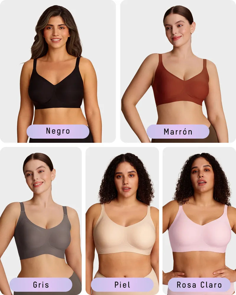 Bralette cómodo con realce, sin costuras y de cobertura completa para uso diario