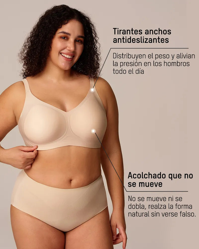 Bralette cómodo con realce, sin costuras y de cobertura completa para uso diario