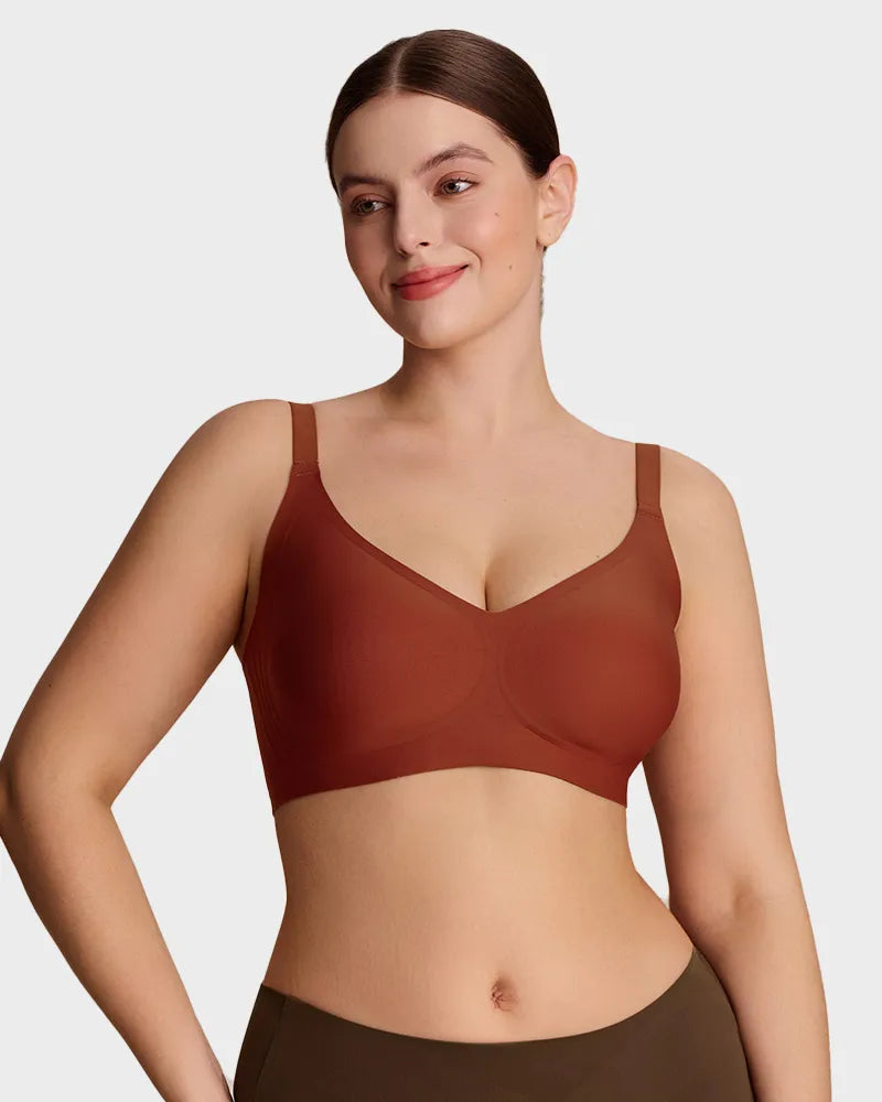 Bralette cómodo con realce, sin costuras y de cobertura completa para uso diario