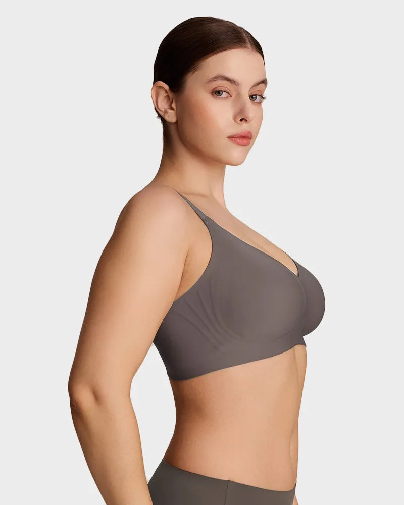 Bralette cómodo con realce, sin costuras y de cobertura completa para uso diario