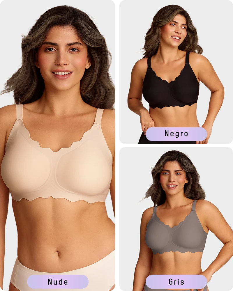 Sujetador Jelly Sin Aros de Cobertura Total con Borde Ondulado