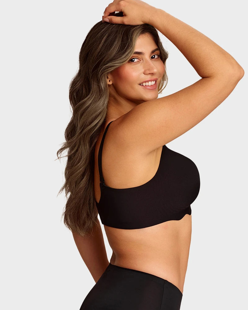 Sujetador Jelly Sin Aros de Cobertura Total con Borde Ondulado