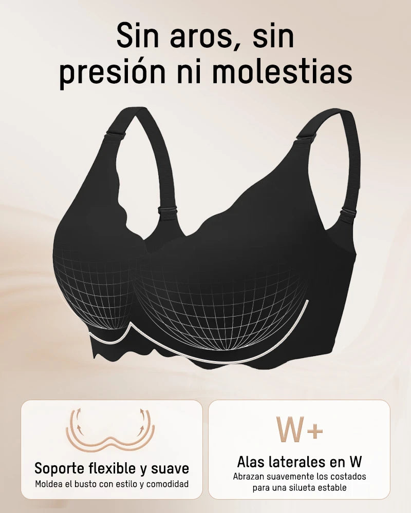 Sujetador Jelly Sin Aros de Cobertura Total con Borde Ondulado