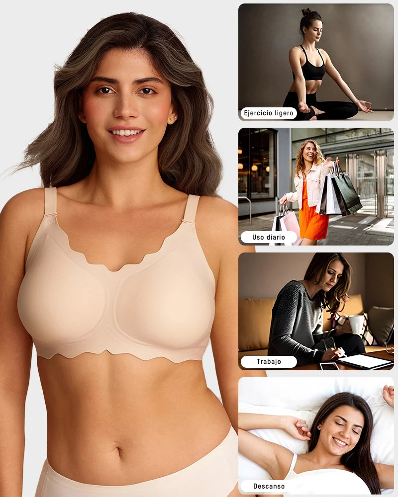 Sujetador Jelly Sin Aros de Cobertura Total con Borde Ondulado