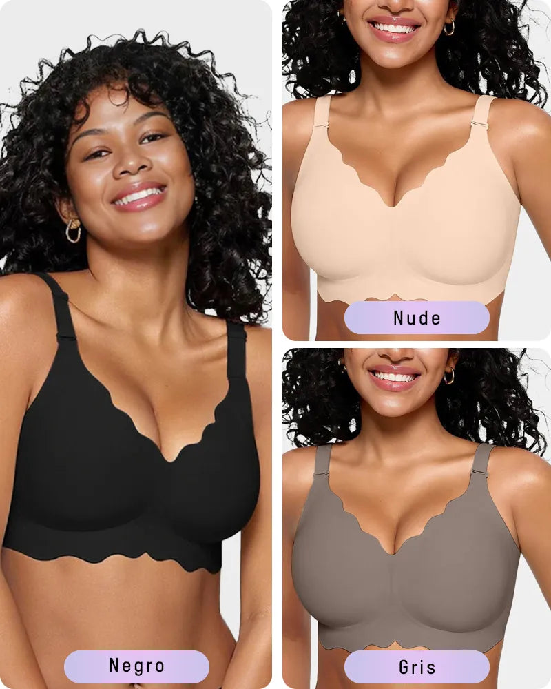 Sujetador Jelly Sin Aros de Cobertura Total con Borde Ondulado