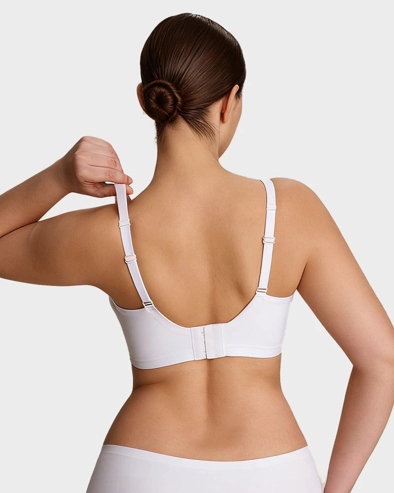Brasier sin varilla push up para mujer, escote profundo en v, tirantes anchos, moldea la espalda, cómodo y sin costuras