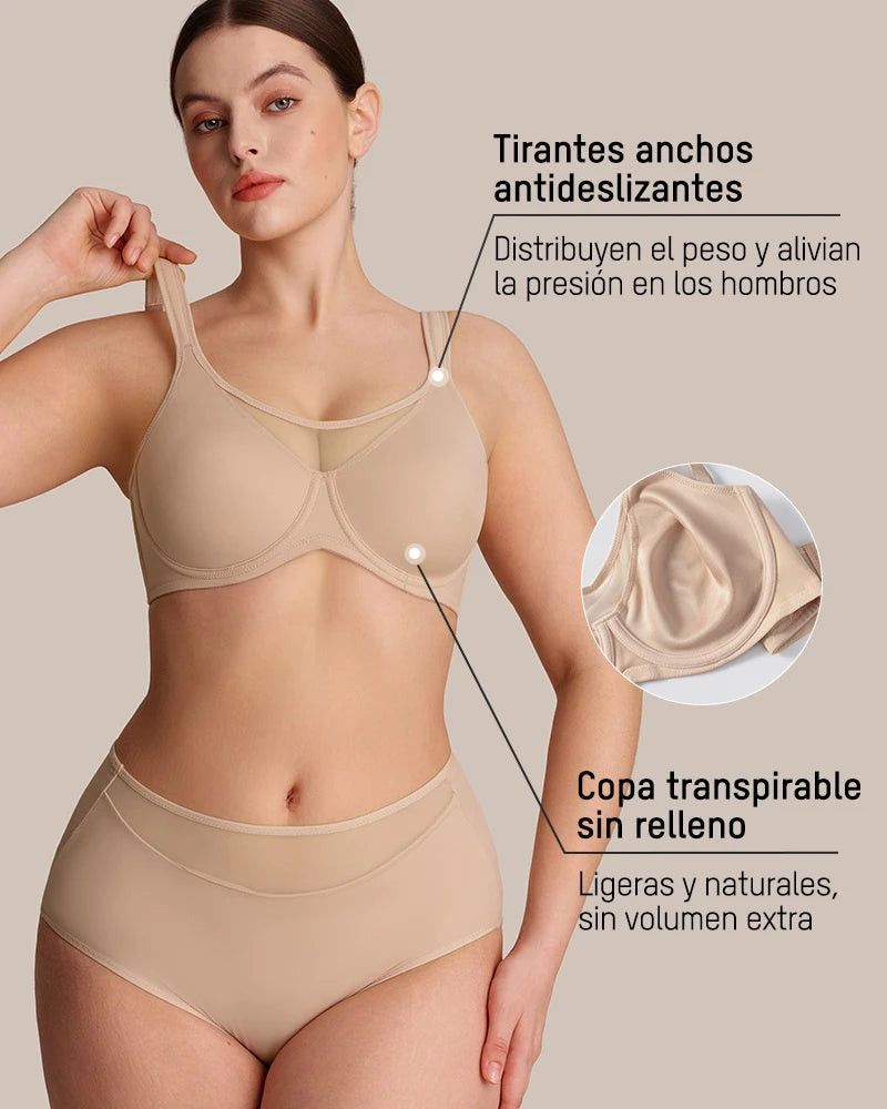 Brasier reductor con varillas, cobertura total con tirantes anchos y espalda alisadora