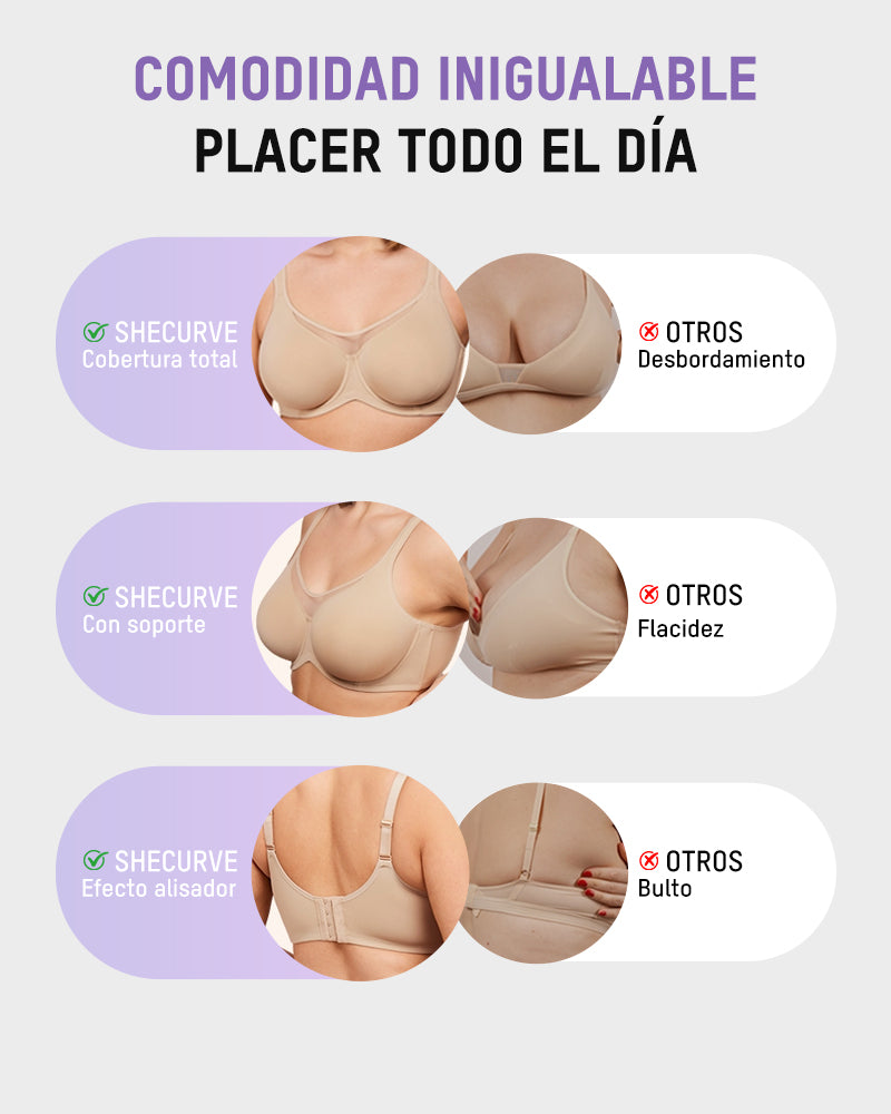 Brasier Reductor con Aro, Cobertura Total con Tirantes Anchos y Espalda Alisadora